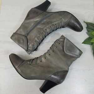 Miz Mooz Jayne Gray Lace Up Jayne Boots / Booties